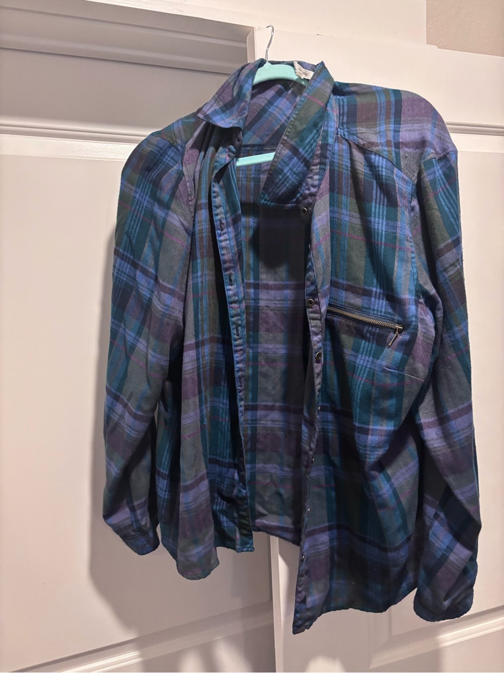 Maurices Plaid Button-Down Shirt in Teal, Navy, and Purple
